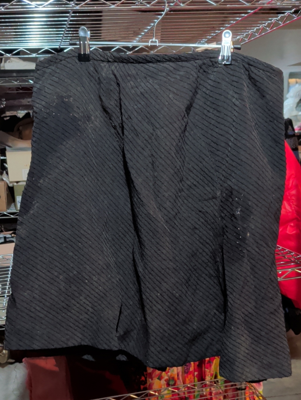 Armani Collezioni Black Diagonal Rib A-Line Skirt
